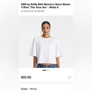NWT KBB by KAHLANA Women's Short Sleeve T-Shirt 'The Trice Tee' - White S